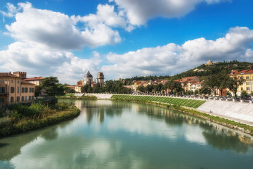 Fototapeta na wymiar Adige River. View of Verona, Veneto region, Italy.