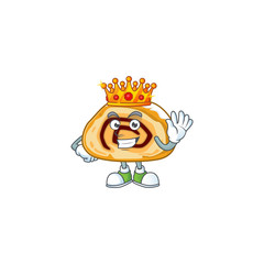 A Charismatic King of swiss roll cartoon character design