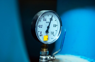 Industry. Hydraulic measuring instrument. Close-up.