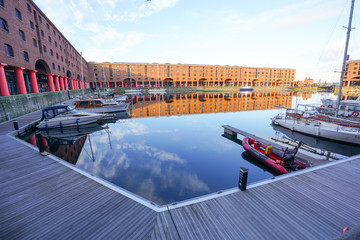 The view of Albert dock warehouse in Liverpool , England.