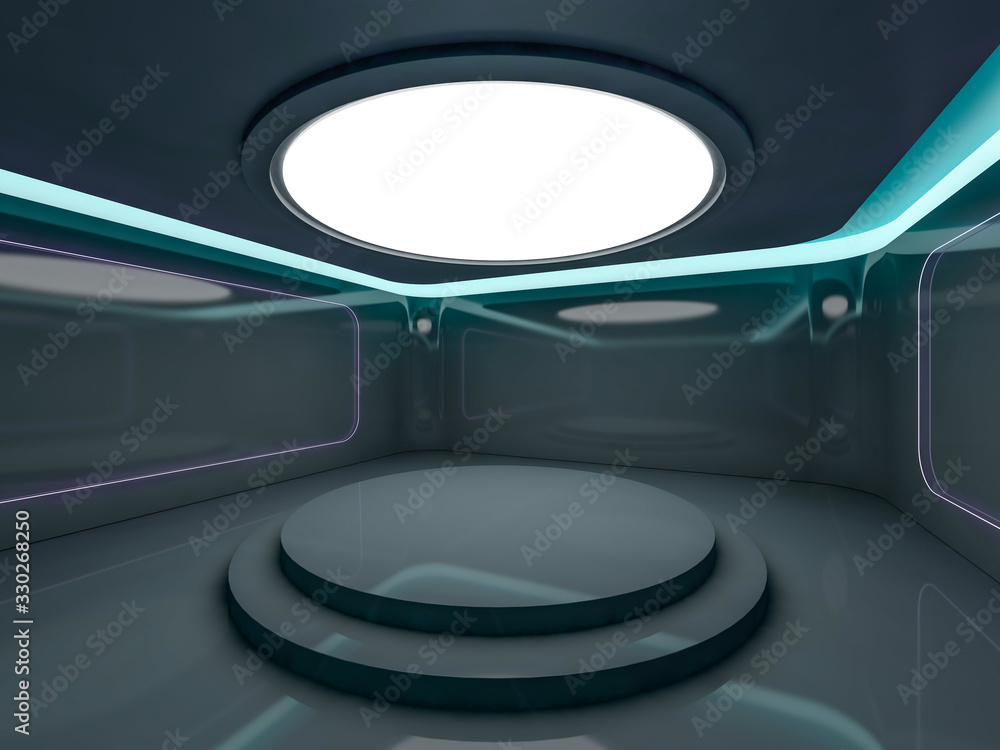 Poster abstract modern architecture background, empty open space interior. 3d