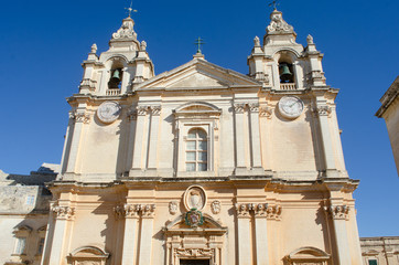 Fototapeta na wymiar Frontage of Mdina Cathedral Malta