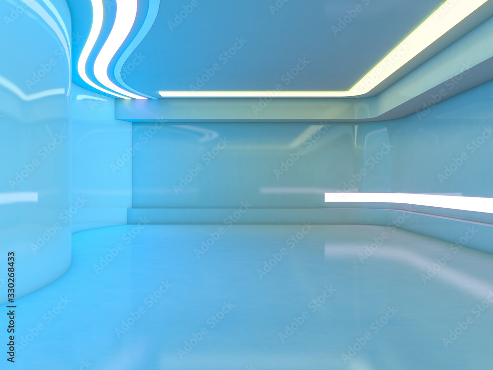 Poster abstract modern architecture background, empty open space interior. 3d