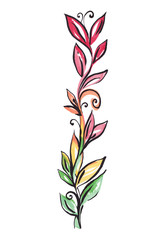 illustration with a branch of leaves, colored leaves