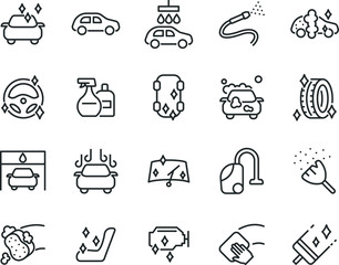 set of auto care icons, car wash service