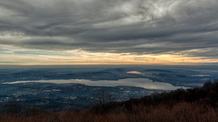 Cloudy grey sunset over the lake of Varese