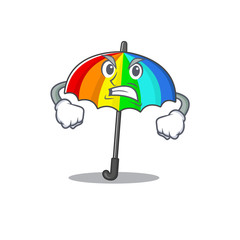 rainbow umbrella cartoon character design with angry face