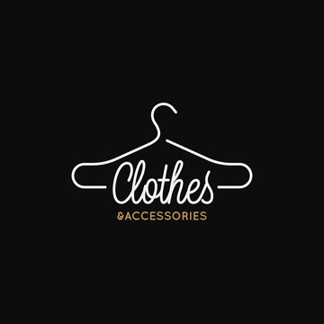 Clothes and accessories logo. Linear of clothes