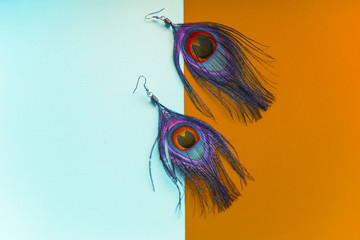 Obraz premium Boho fashionable details, feathers earrings