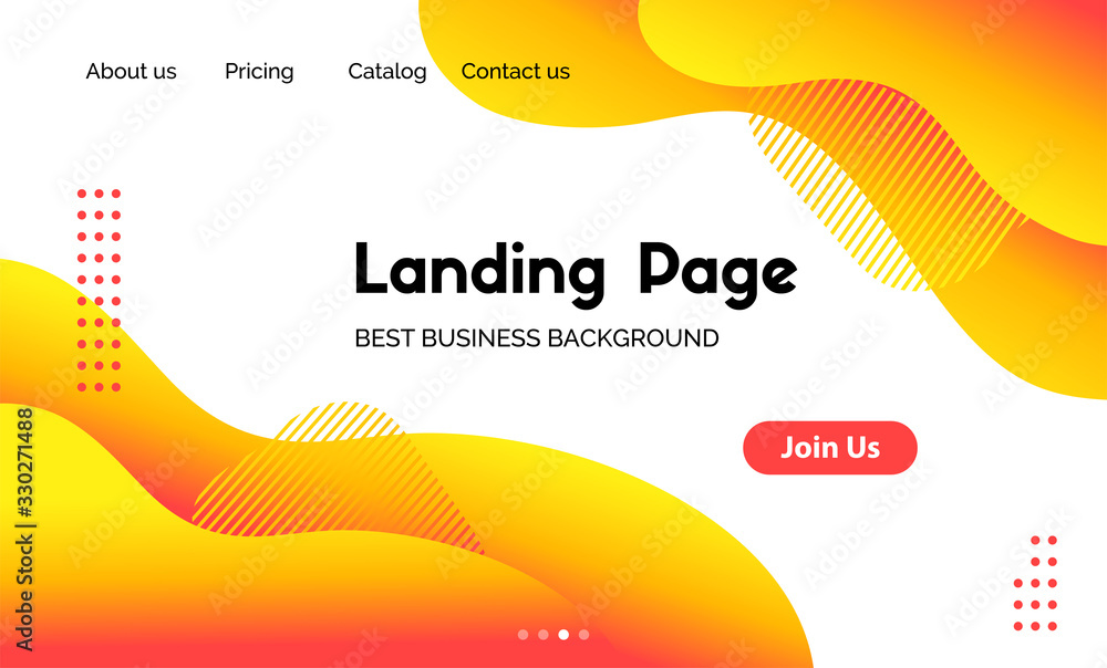Canvas Prints landing page template. vector liquid fluid yellow abstract background for web site cover