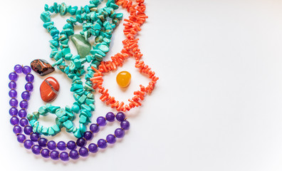 Boho fashionable details, gem necklaces 