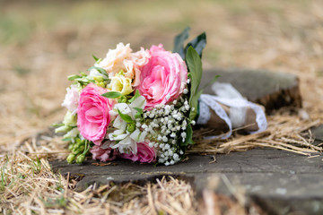 Wedding bouquet, composition with bouquet of freshly cut flowers