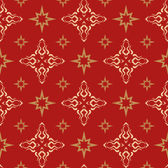 Modern Geometric Pattern | Red-Brown Background Vector | Seamless Wallpaper For Interior Design