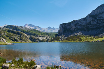 Lakes in the high mountains on a summer day