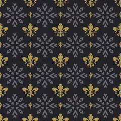 Kussenhoes Modern Floral Pattern   Decorative Background Vector   Colors: Gold, Black, Gray   Seamless Wallpaper For Interior Design © PETR BABKIN