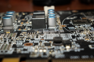 Fototapeta na wymiar CPU electronic circuit on motherboard computer