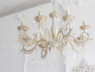 Baroque decorative chandelier close-up. - obrazy, fototapety, plakaty
