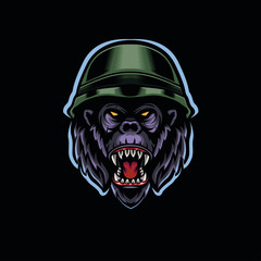 Gorilla wearing a helmet mascot template 