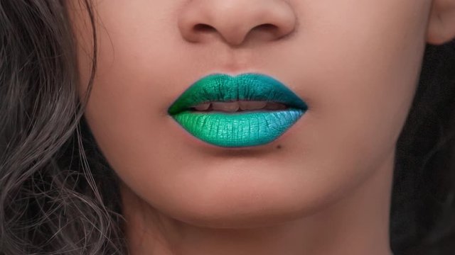 Lips Changing colors. Make up trends. 4k loop