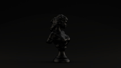 Fototapeta premium Black Bust Sculpture Black Background 3d illustration 3d render 
