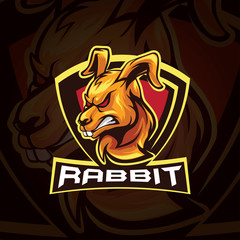 Rabbit mascot e sports logo template 