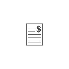 Vector document icon and dollar icon on white isolated background.