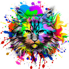 Abstract creative illustration with colorful cat  © reznik_val