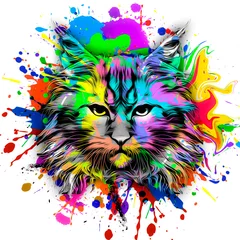 Fototapeten Abstract creative illustration with colorful cat  © reznik_val