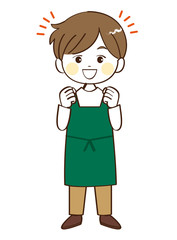 男性、店員、応援