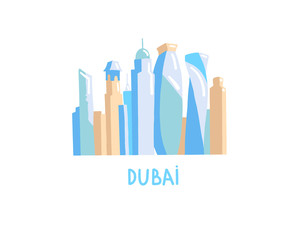 hand drawing icon of skyscrapers dubai, United Arab Emirates, Middle East