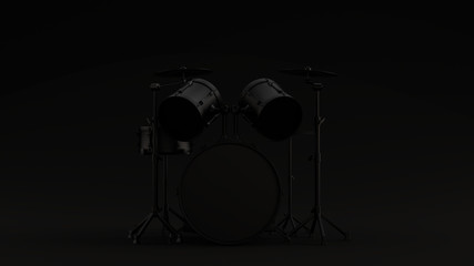 Black Drum Kit  Black Background 3d illustration 3d render	