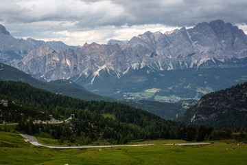 Fototapeta na wymiar Summer view of Dolomites in North Italy. Tre Cime, Santa Maddalena