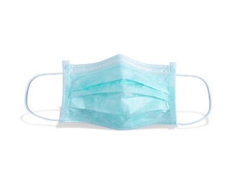 surgical mask wear protect contagious disease covid19 on white background clipping path