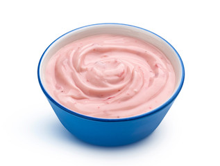 Strawberry yogurt isolated on white background