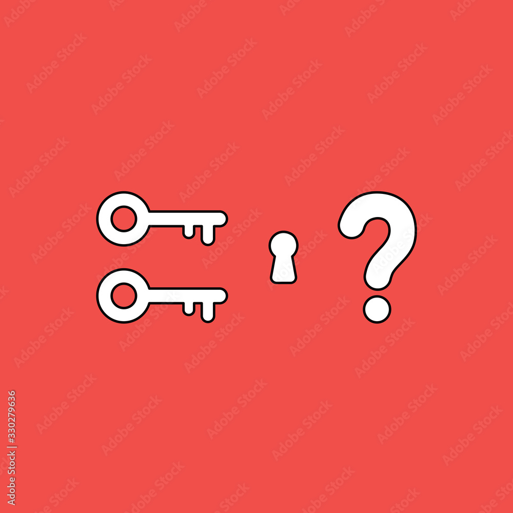Poster vector illustration concept of two key icons with keyhole and question mark.