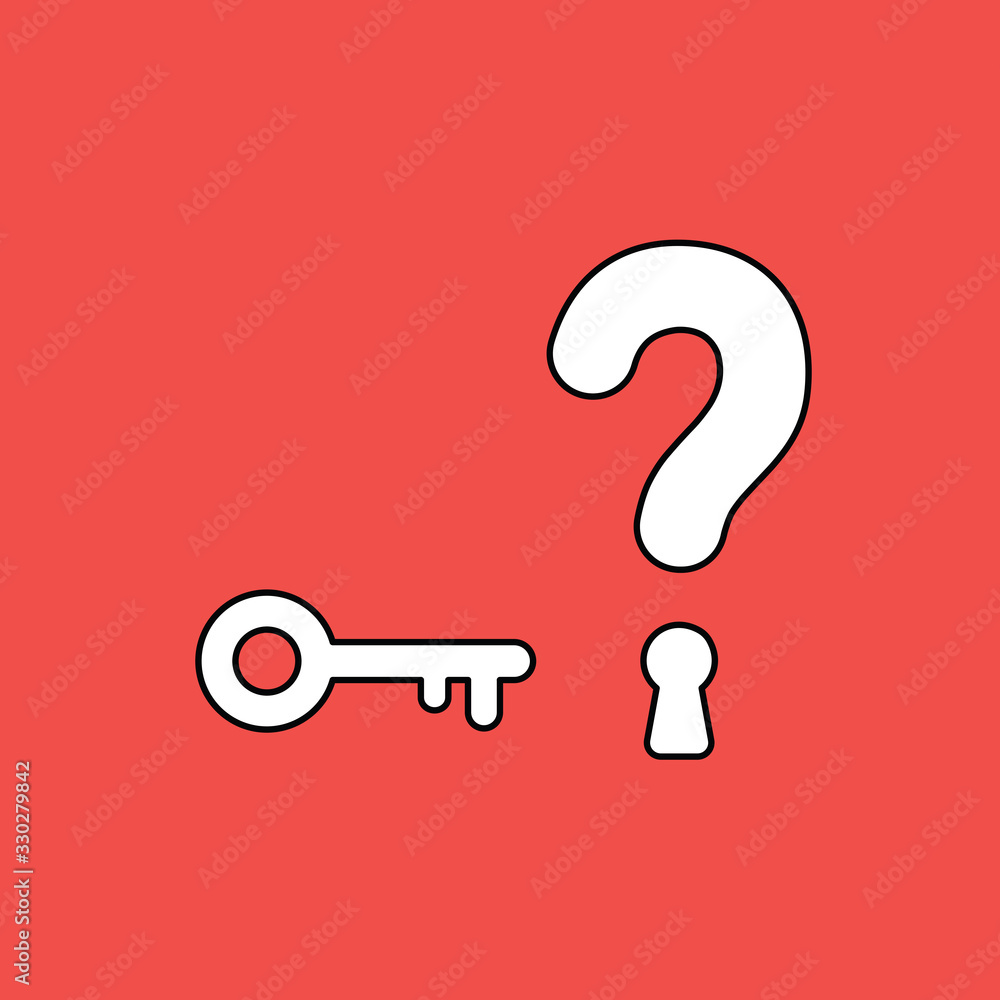 Poster vector illustration concept of question mark with key and keyhole.