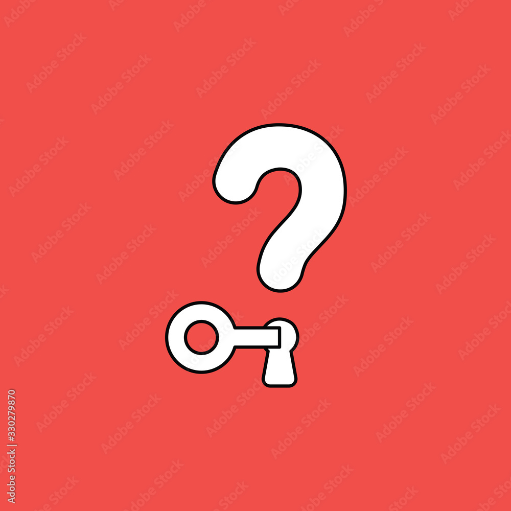 Poster vector illustration concept of question mark with key locking or unlocking keyhole.
