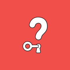 Vector illustration concept of question mark with key locking or unlocking keyhole.