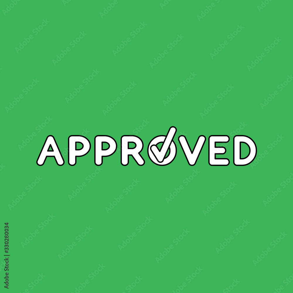 Poster vector illustration concept of approved text with check mark.