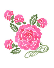 Floral wreath watercolor. Frame with roses, branches, leaves