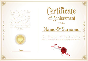 Certificate or diploma retro design template - obrazy, fototapety, plakaty