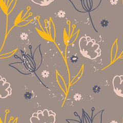 Seamless pattern abstract flower with pastel color, for fabric print