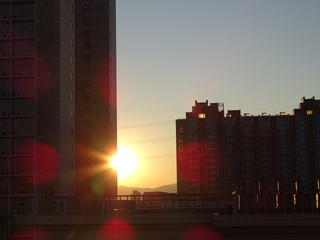 sunset in beijing city