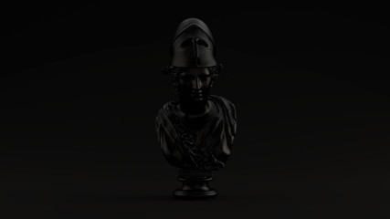 Fototapeta na wymiar Black Minerva Bust Sculpture Black Background 3d illustration 3d render 