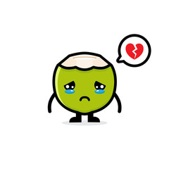 vector design of a sad coconut mascot