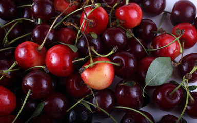 Different color cherries background