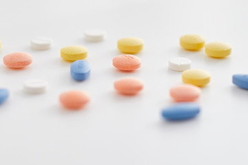 medical pills on blur background. .