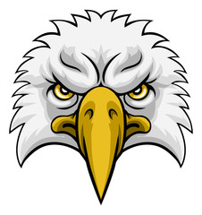 An eagle head face cartoon character mascot illustration