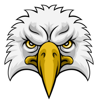 An eagle head face cartoon character mascot illustration