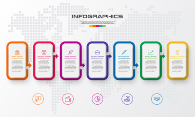 Timeline infographic template,Business concept with 7 options,Vector illustration.